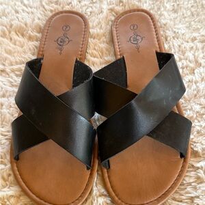 Elegant Black and Tan Women's Sandals